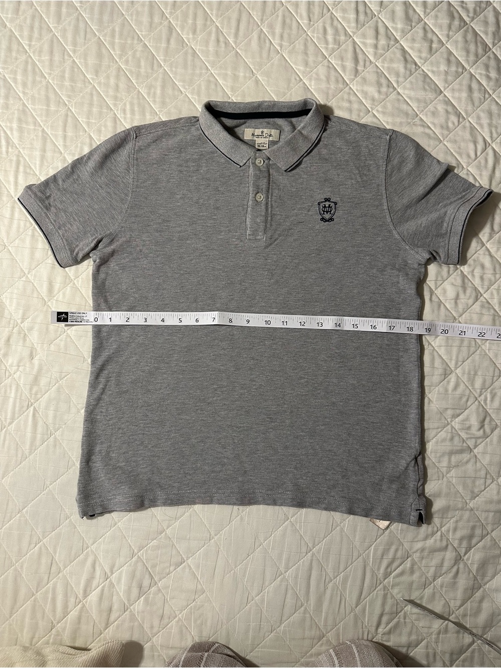 Massimo Dutti Gray Polo with Embroidered Crest